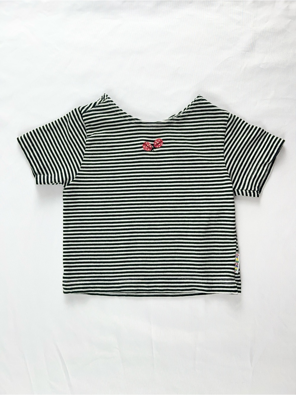 Gymboree 1996 Ladybug Picnic Rainbow Tag Striped Cotton Crewneck T-Shirt Size XS